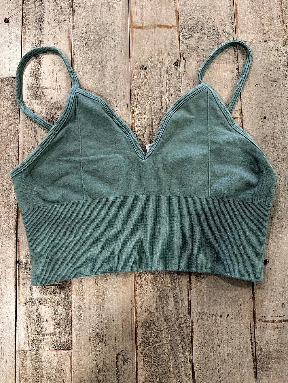 ALO Yoga Delight Bralette Size L Seafoam Green/Mint Ribbed Longline Bra